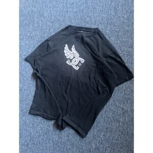 Y2K DC Shoes T Shirt Mens M Black Skater Tee Center Winged Logo Graphic Print